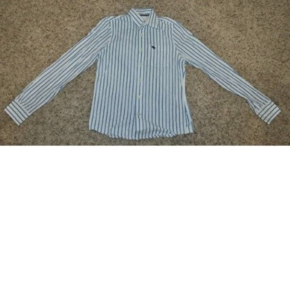 *Dress Shirt Abercrombie X-Large Blue White Muscle Long Sleeve Button Up Boys